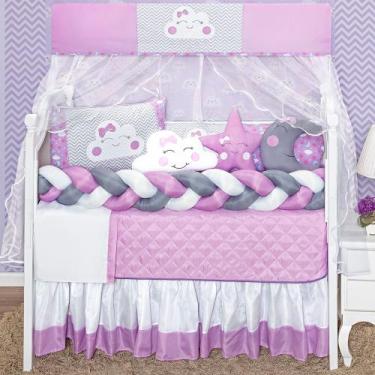 Imagem de Kit berço com trança e lateral modelo chuva de amor 12 peças lançament