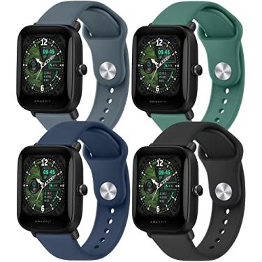 Imagem de Pacote com 4 pulseiras para Amazfit GTS / GTS2 / GTS 2e / GTS 2 mini pulseira feminina e masculina, de silicone macio de liberação rápida de 20 mm para Amazfit Bip U Pro/Bip / Bip Lite / Bip S / Bip S