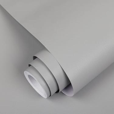 Imagem de Abyssaly Papel de parede cinza claro descasque e cole papel de parede cinza removível autoadesivo para armários quarto móveis decoração de casa 39,9 cm x 299,7 cm