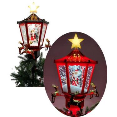 Imagem de Ponteira Com Movimentos Para Árvore Natal Renas Noel Som Luz - Genéric