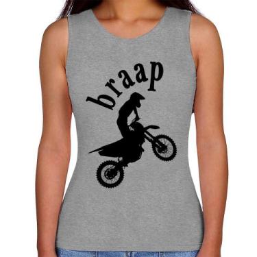 Imagem de Regata Feminina Motocross Braap - Foca na Moda, Cinza, P