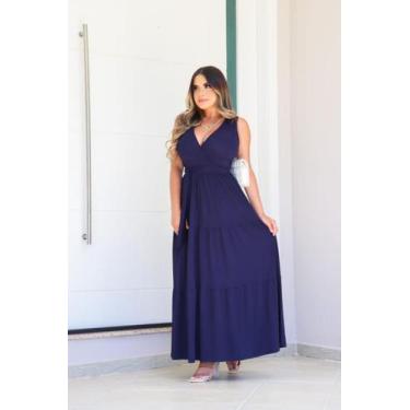 Imagem de Vestido Longo Regata Saia 3 Marias Laço na Cintura - luh may, Azul mar