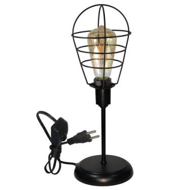 Imagem de Luminária Mesa Abajur Clássico Aramado Lamp Preto P/LED - CM GLASS - C