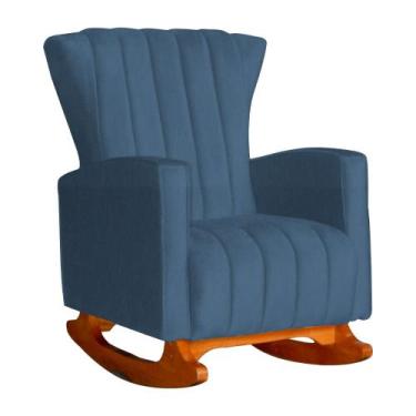 Imagem de Poltrona Para Amamentação Balanço Suede Azul Claro - Belliv Decor