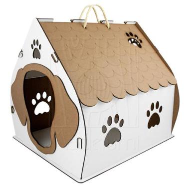 Imagem de Casinha Mdf Pet Desenho Gravado Cachorro Desmontável Pequeno - Madelum
