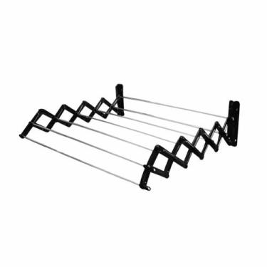 Imagem de Varal De Parede Sanfonado Abs 120Cm Preto Alumínio - GIBAFER