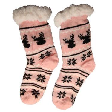 Imagem de kit 6 Meias Térmica Feminina de Lã Quentinha Inverno Forrada Pelinho a