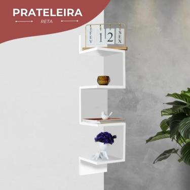 Imagem de Prateleira De Canto Suspensa Decorativa Estante Livros - Kelan, Branco