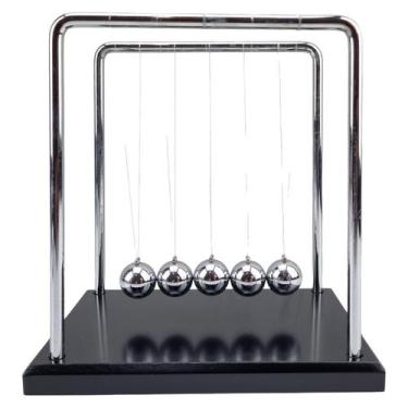 Imagem de Pêndulo De Newton Com Estrutura Metal Cromado Base Madeira - GS