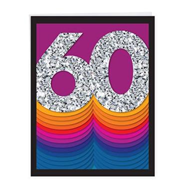 Imagem de The Best Card Company - Cartão Big Happy 60th Anniversary (8,5 x 11 polegadas) - 60 Years of Marriage, Congrats Group Notecard (não folhado, em camadas ou 3D) - Bold Milestones 60 J6110DMAG