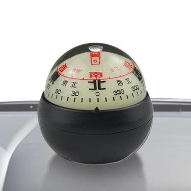 Imagem de Bússola de bola para painel do carro, Dash Compass Ball - Barco de carro com bola de bússola de painel de mostradores duplos - Design luminoso de bola de bússola ajustável, para orientação de direção