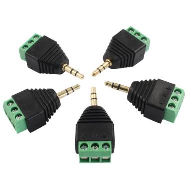 Imagem de Bonsicoky 5 unidades de 3,5 mm TRS estéreo AV macho para conversor de terminal de 3 parafusos, plugue macho estéreo TRS de 1/8 polegada para bloco de parafuso de 3 polos para cabo auxiliar