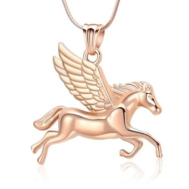 Imagem de Minicremation Pingente de urna em forma de cavalo correndo cremação, joia de cinzas, colar de urna para cinzas, colar de lembrança de funeral de aço inoxidável, one size, Metal, não