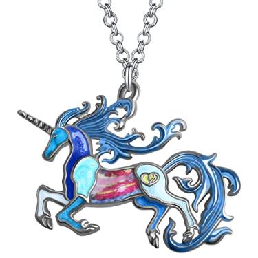 Imagem de YINYA Colar de unicórnio de fantasia de liga de zinco esmaltado, joias de cavalo, presentes divertidos para mulheres, adolescentes, meninas, enfeites de lembrancinhas de festa, Medium, Zinco, Sem