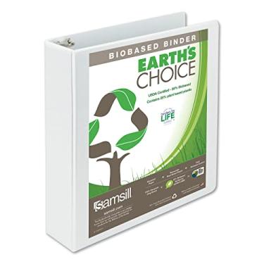 Imagem de Samsill Fichário Earth's Choice durável de base biológica com 3 anéis, anel redondo de 5 cm, até 25% de plástico à base de plantas, certificado pela USDA, de base biológica, branco
