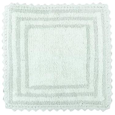 Imagem de RAJRANG BRINGING RAJASTHAN TO YOU Tapete de banho de crochê de algodão - 61 cm macio lavável reversível boho tapete de banheiro quadrado - verde canário