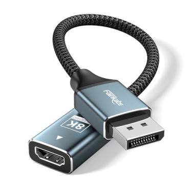 Imagem de Adaptador Active Displayport 1.4 para HDMI 2.1, 8K 60Hz / 4K 120Hz adaptador unidirecional DP para HDMI (macho para fêmea), porta de exibição para HDMI para PC, Dell, HP, AMD, NVIDIA