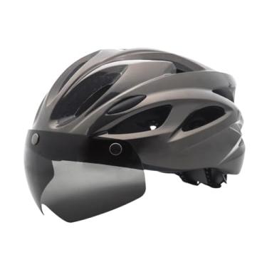 Imagem de Aymzbd Capacete de bicicleta capacete de ciclismo óculos destacáveis ​​resistente a impacto para homens mulheres conforto capacete de bicicleta equipamento, Titânio
