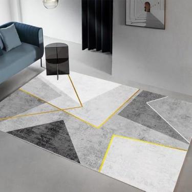 Imagem de Tapetes geométricos nórdicos para sala de estar, quarto, cabeceira, tapete moderno para sofá, área de chão, tapete de decoração de tamanho grande, flanela 8.200 x 250 cm 78,7 x 98 pol.