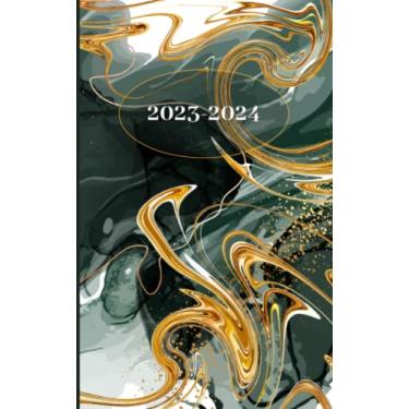 Imagem de Monthly and Weekly Planner 2023-2024: One year calendar book starting from July. Black and gold marble pattern. 5" x 8".