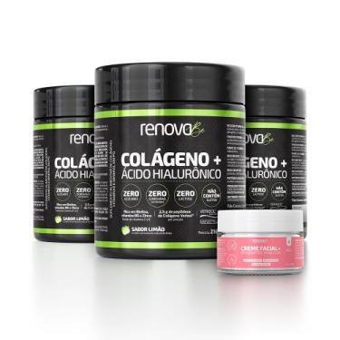 Imagem de Kit 3 Colágenos Renova Be Verisol Com Biotina + Creme Facial, 3 Limão