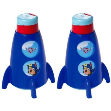 Imagem de Kit 2 Garrafas de Foguete Infantil Giratória da Patrulha Canina 360ml 