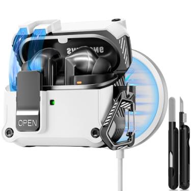 Imagem de Capa para Samsung Galaxy Buds3 Pro e Galaxy Buds 3 (2024), compatível com MagSafe, capa rígida à prova de quedas com kit de limpeza e chaveiro, acessórios para Galaxy Buds3 Pro, trava segura, abertura