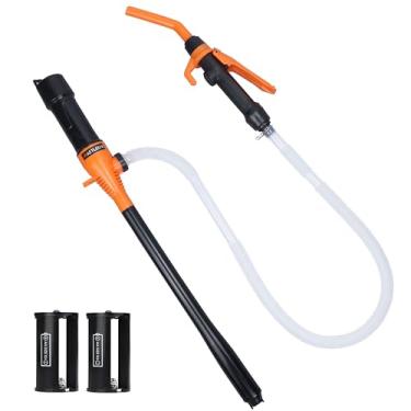 Imagem de AETLEEMO Bomba de transferência de bateria bomba de sifão elétrica portátil para gás combustível água diesel 2,2 GPM com mangueira extralonga bocal de controle de fluxo parada rápida