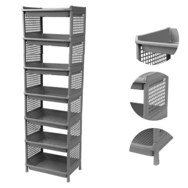 Imagem de Prateleira Estante De Plástico 7 Andares Multiuso Desmontável 40x28x13