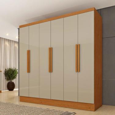 Imagem de Guarda-Roupa Casal Bariloche 6 Portas 4 Gavetas Cinamomo/Off White - T