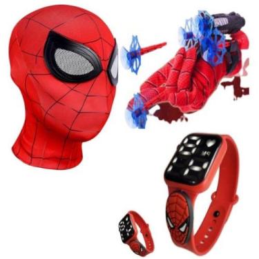 Imagem de Máscara,luva lança-dardos e relógio infantil Homem-Aranha_A - SMACTUDO