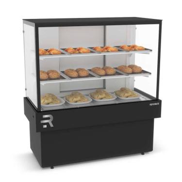 Imagem de Vitrine Confeitaria Quente 1,10mt Vanguard Plus Tampo Aproveitável Preta CVPQ1100 220V - Refrimate