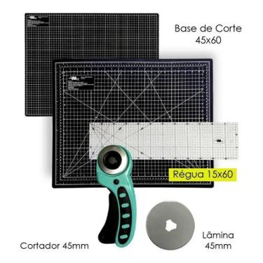 Imagem de Kit Base De Corte A2 Apoio de Mesa 60x45 Régua de Acrilico 15x60 Corta