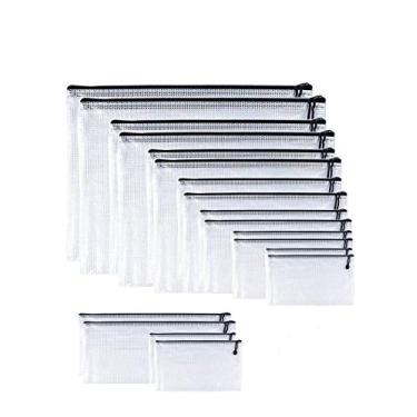 Imagem de Bolsa de plástico Oaimyy-Plástico com zíper, pasta para documentos, bolsos, malha transparente, proteção à prova de intempéries, 9 tamanhos, 18 peças, Preto