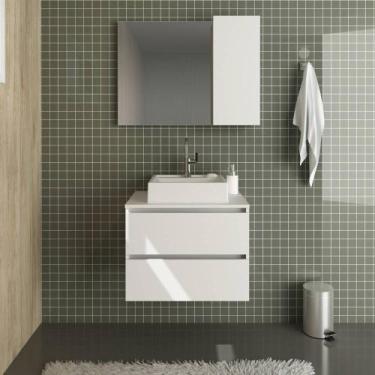 Imagem de Conjunto 80cm Gabinete para Banheiro com Espelheira e Cuba CJ18-113 Te