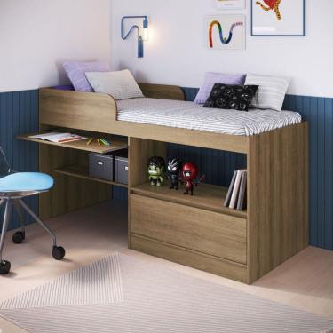 Imagem de Cama Infantil Multifuncional Jacarta 1 Porta Marrom - Art In Móveis