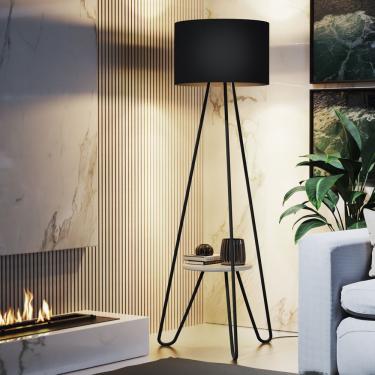 Imagem de Luminaria Abajur Real Canto do Quarto Sala Estar Halll De Entrada Cupula Redonda Preto