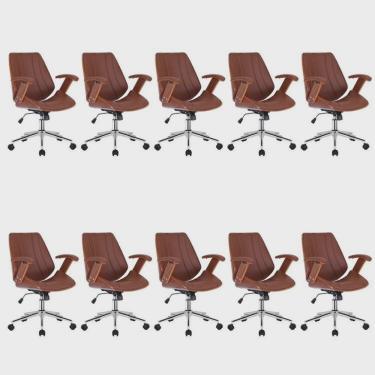 Imagem de Kit 10 Cadeiras Escritório Diretor Giratória Kopenhagen