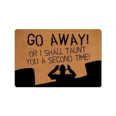Imagem de VUZUCOSH Tapetes engraçados de boas-vindas, tapete de porta, capacho engraçado, tapetes de cozinha, tapetes de banheiro, tapete de porta de borracha antiderrapante 60 cm x 40 cm (Go Away or I Shall