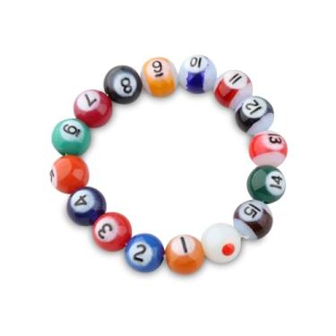 Imagem de Gzrlyf Pulseira de 8 bolas para jogadores de bilhar, presente para amantes de bilhar, joias para fãs de jogos de sinuca, Medium, Aço inoxidável, Sem Pedra Preciosa