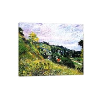 Imagem de Camiille Pisarro Impressão de pinturas famosas em tela. Reprodução de imagem em tela. Colinas. Impressões de arte de parede prontas para pendurar tela emoldurada 50x60cm20x24in