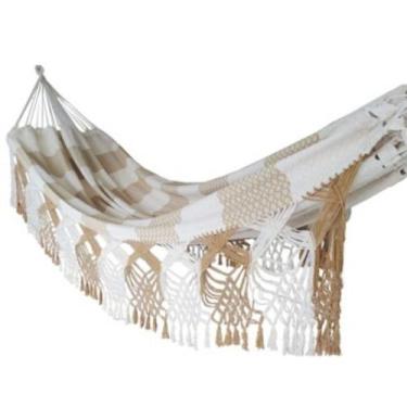 Imagem de rede de descanso dormir casal Bege com caramelo luxo Algodão gigante s