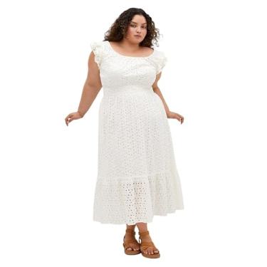 Imagem de City Chic Vestido feminino plus size - Sweet Broderie Midi, Marfim, 54