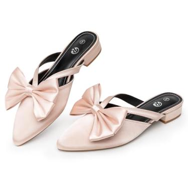 Imagem de Rekayla Mules for Women fechado bico fino sem cadarço mocassim confortável frente única salto baixo casual trabalho festa sapato social, Rosa macio, 35