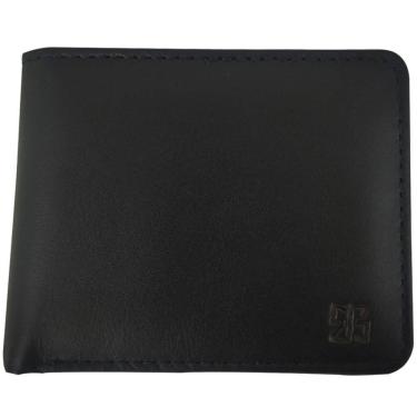 Imagem de Carteira Masculina de Couro Preto Porta Moeda Cartão Veneza Briolly Lisa