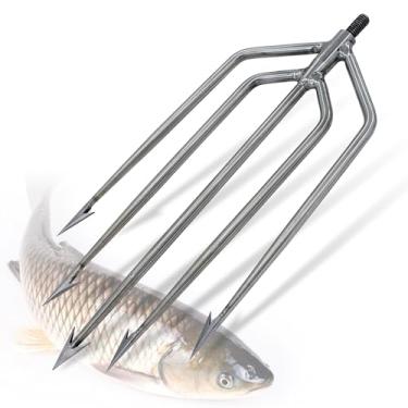Imagem de Dutiplus Arpão de pesca grande de aço inoxidável com barra de 1 a 11 garras para garfo de pesca com parafuso de 8 mm para pegar toupeira grande sapo-touro (grande 5 dentes (YW))