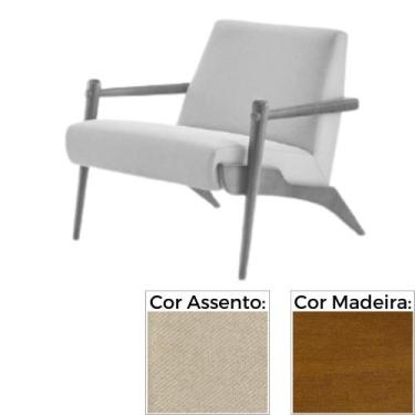 Imagem de Poltrona MH-3794 Herval Madeira Amêndoa Assento Estofado Bege C