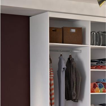 Imagem de Guarda Roupa Solteiro Espelhado 2 Portas De Correr 2 Gavetas Mdf Mm771e2 Espresso Móveis Branco