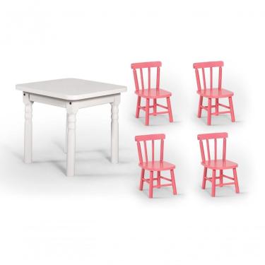 Imagem de Conjunto Mesinha Infantil Branca Com 4 Cadeiras Kids Rosa