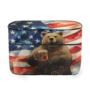 Imagem de Whosucclay Capa de tanque de propano dupla 30b capa impermeável bandeira americana urso RV capa de tanque de propano para trailer de viagem capas de tanque de propano universais com fecho de zíper